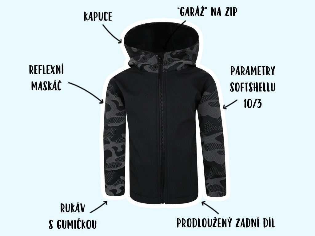 Softshellová bunda Reflexní maskáč (s fleecem)