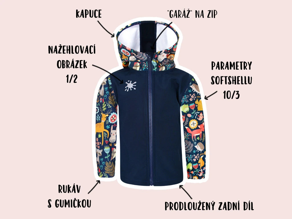Softshellová bunda Zvířátka (s fleecem)