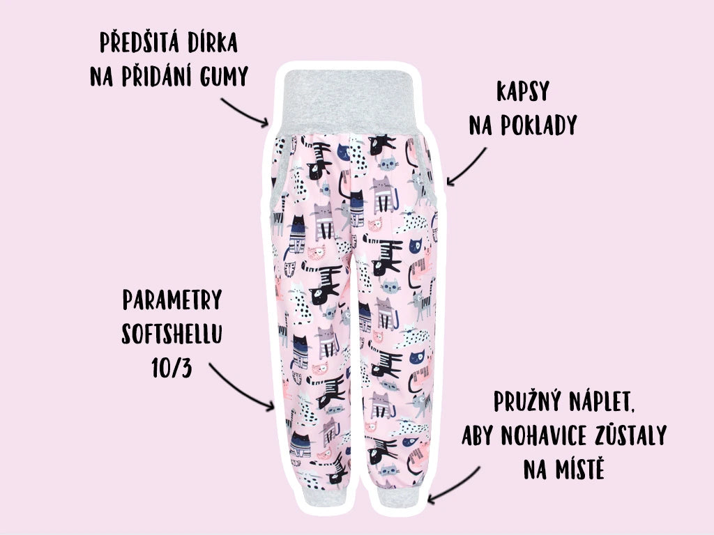 Softshellové kalhoty Kočičky (s fleecem)