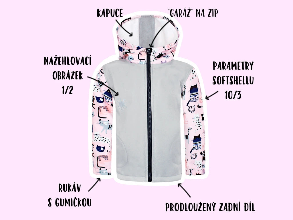 Softshellová bunda Kočičky (s fleecem)