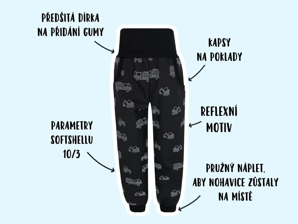 Softshellové kalhoty Reflexní dopravní prostředky (s fleecem)