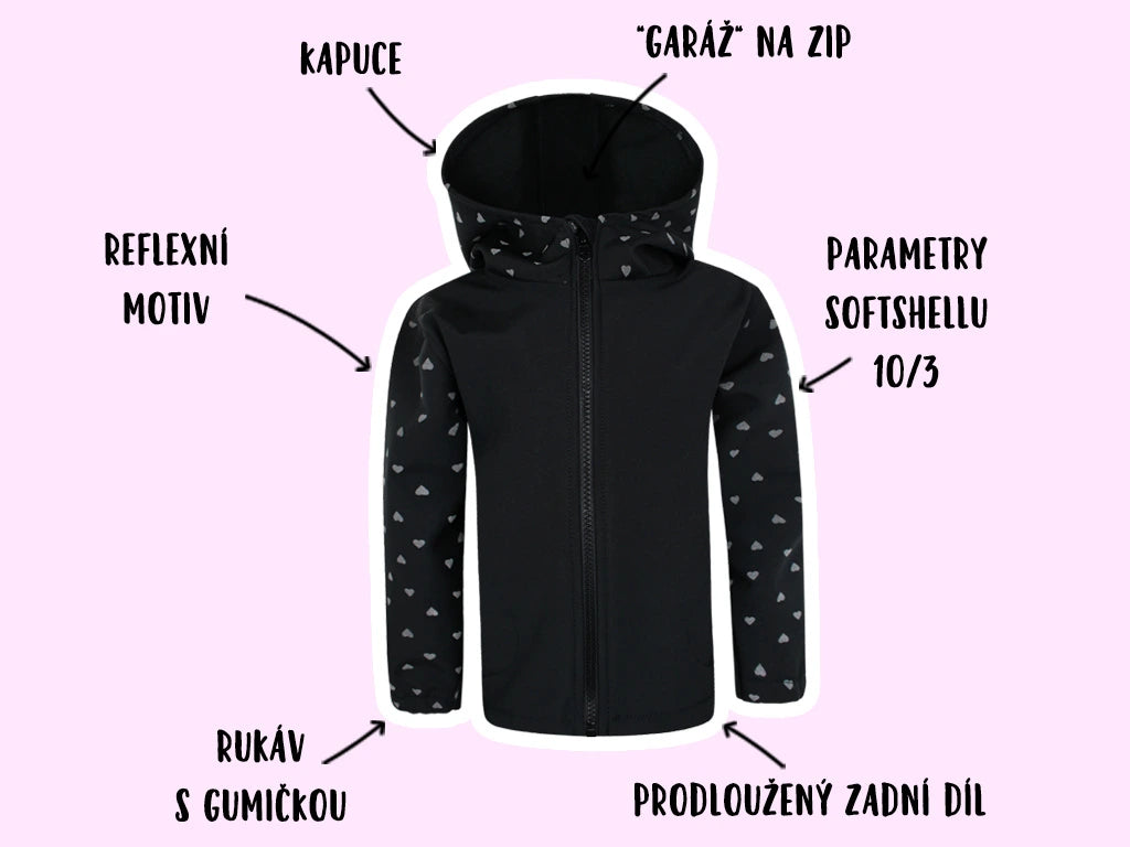 Softshellová reflexní bunda Srdíčka (s fleecem)