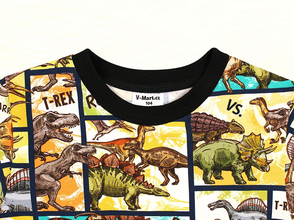 Chlapecké tričko s dlouhým rukávem Dinosauří komiks (žlutý)