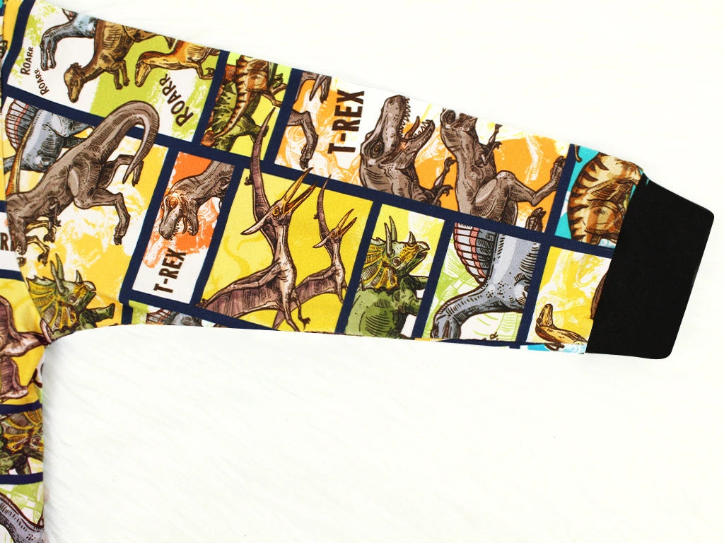 Chlapecké tričko s dlouhým rukávem Dinosauří komiks (žlutý)