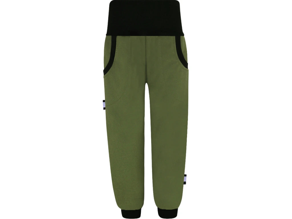 SLIM Khaki softshellové kalhoty (s fleecem)