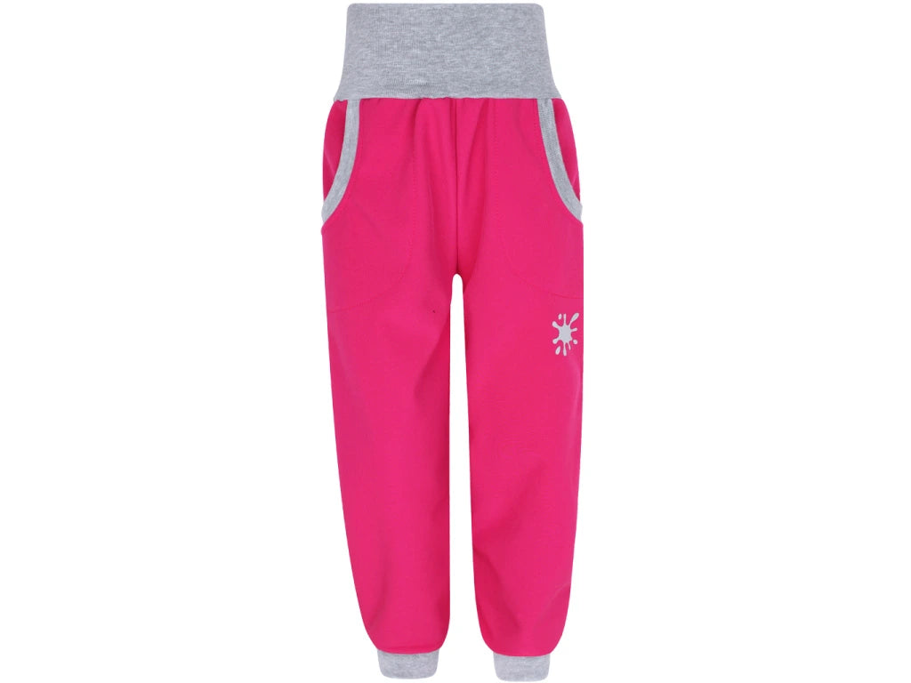 SLIM malinové softshellové kalhoty (s fleecem)
