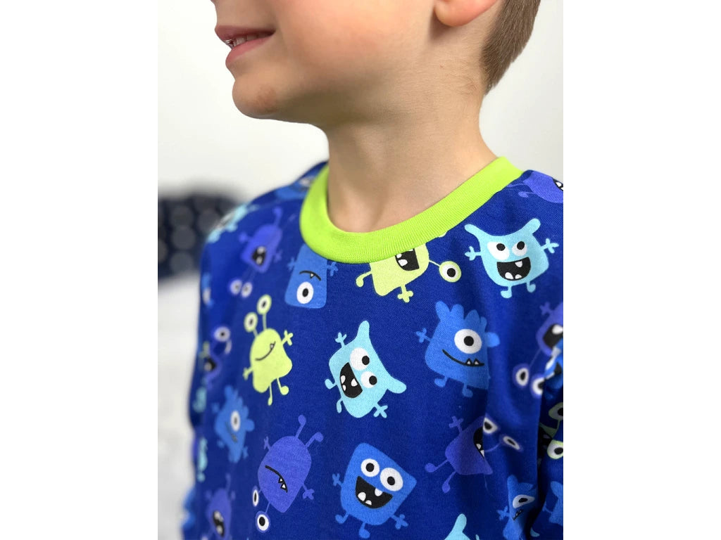 Rostoucí pyžamo s dlouhým rukávem Příšerky na tmavě modré
