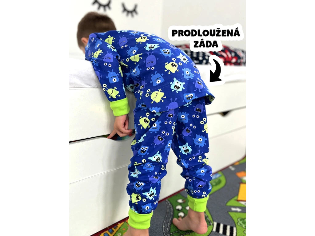 Rostoucí pyžamo s dlouhým rukávem Příšerky na tmavě modré