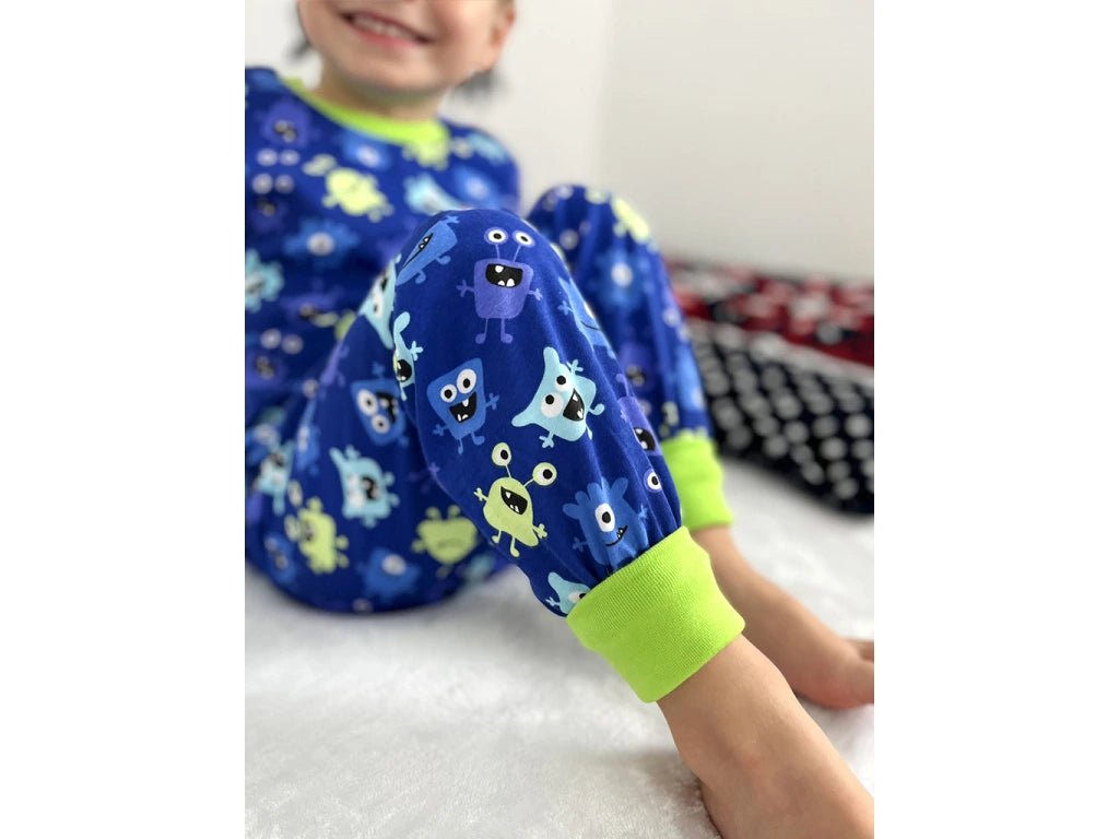 Rostoucí pyžamo s dlouhým rukávem Příšerky na tmavě modré
