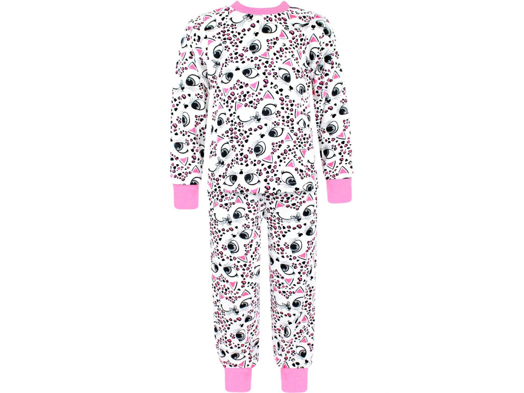 Rostoucí dívčí pyžamo s dlouhým rukávem Kočičky a srdíčka