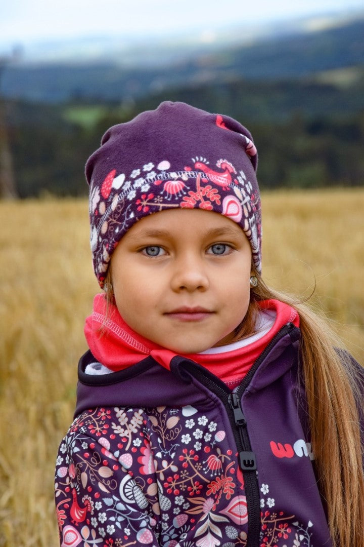 Fleecová čepice dětská, SOVA, fialová