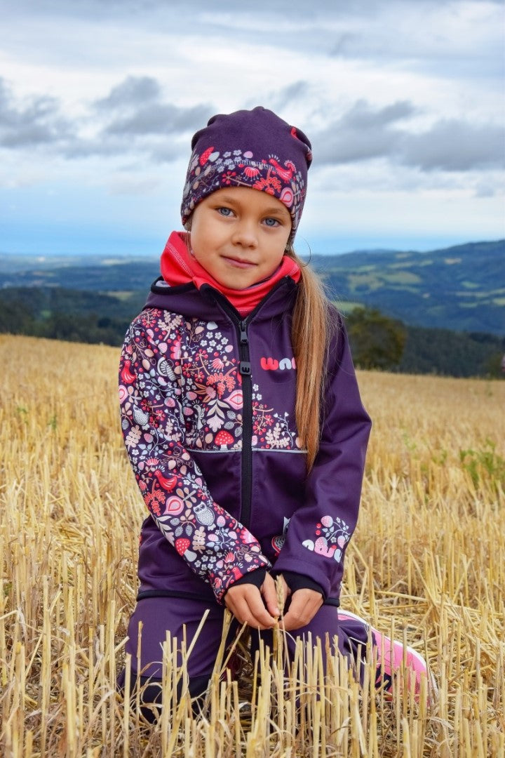 Softshellová bunda dětská, SOVA, fialová
