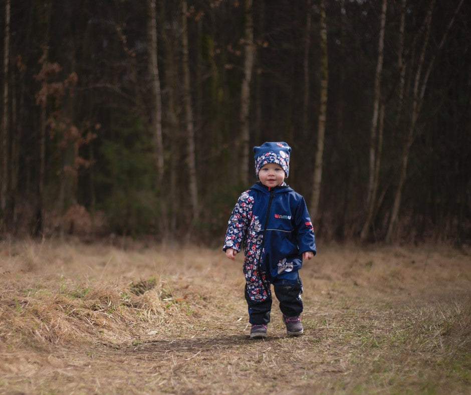 Softshellová kombinéza dětská, LIŠKY, tmavě modrá