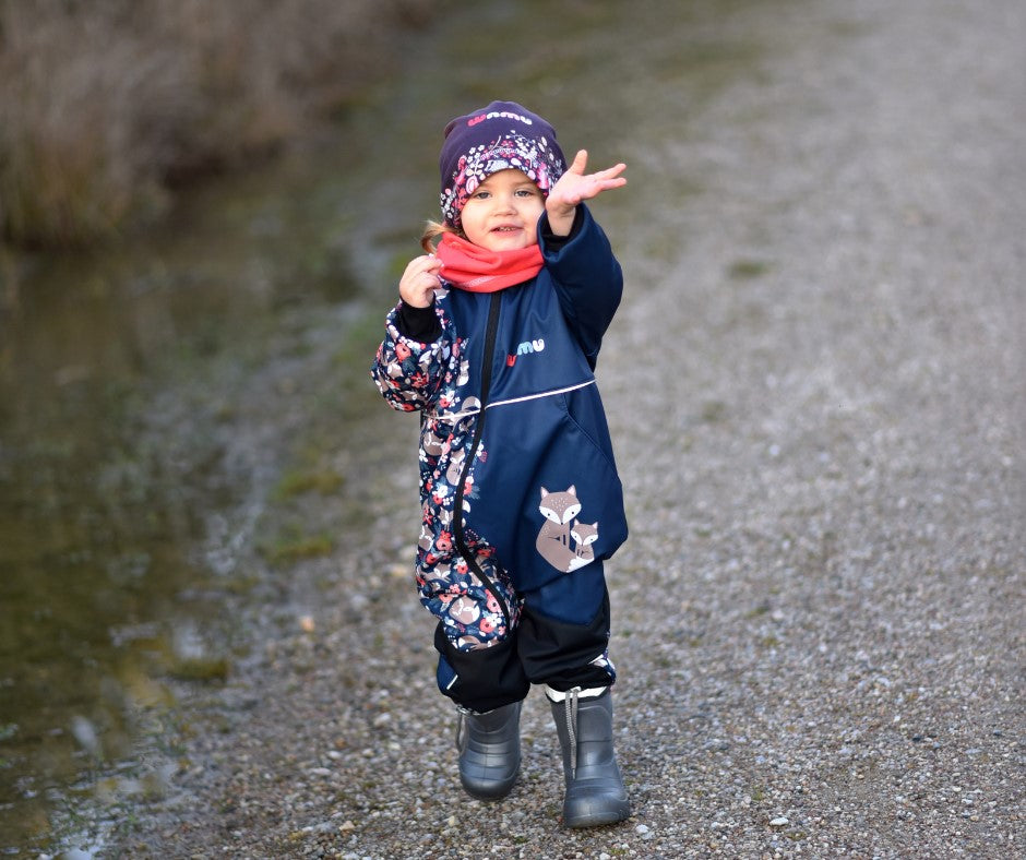 Softshellová kombinéza dětská, LIŠKY, tmavě modrá