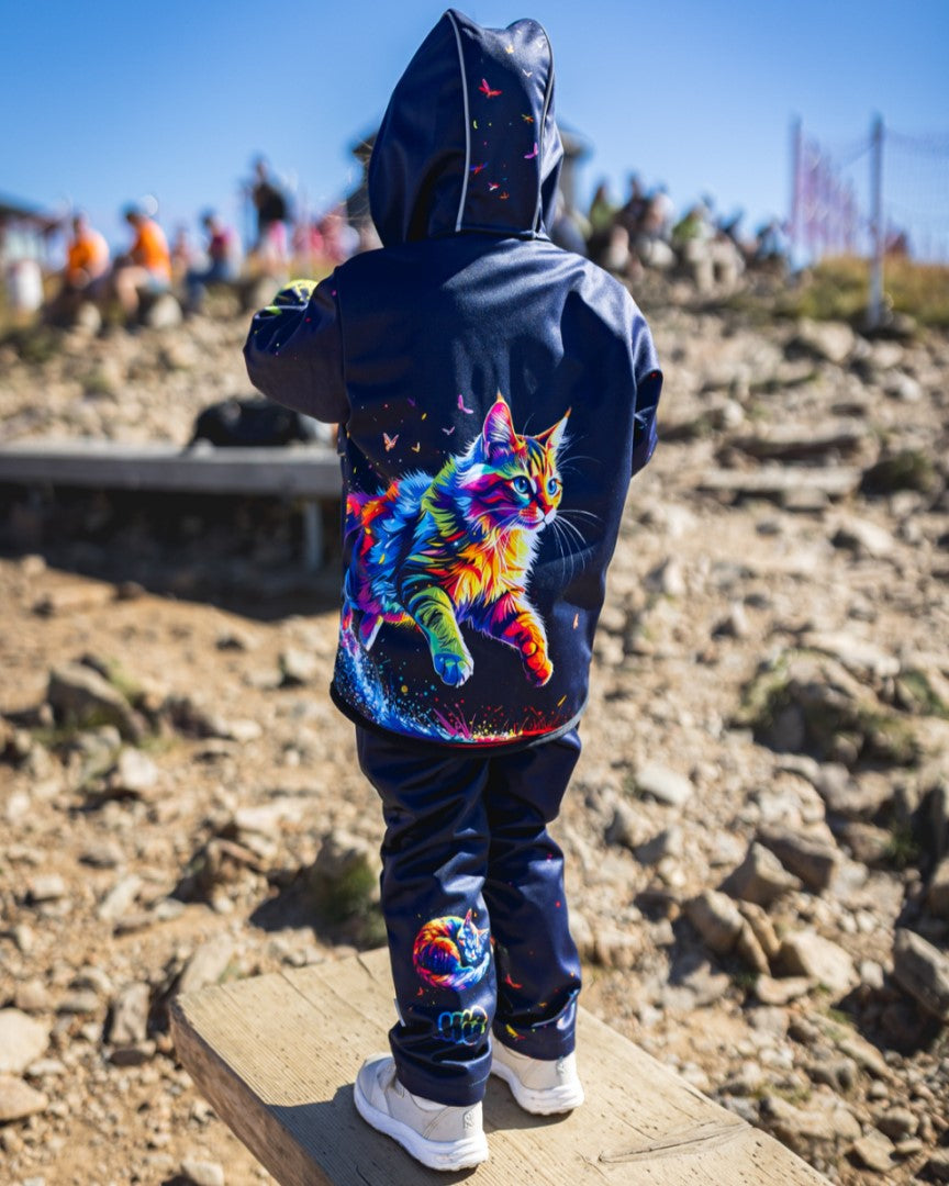 Softshellové kalhoty dětské, DUHOVÁ KOČKA