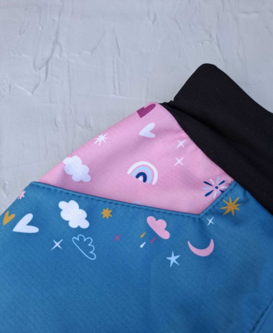 Softshellové kalhoty dětské, JEDNOROŽCI, petrolejová